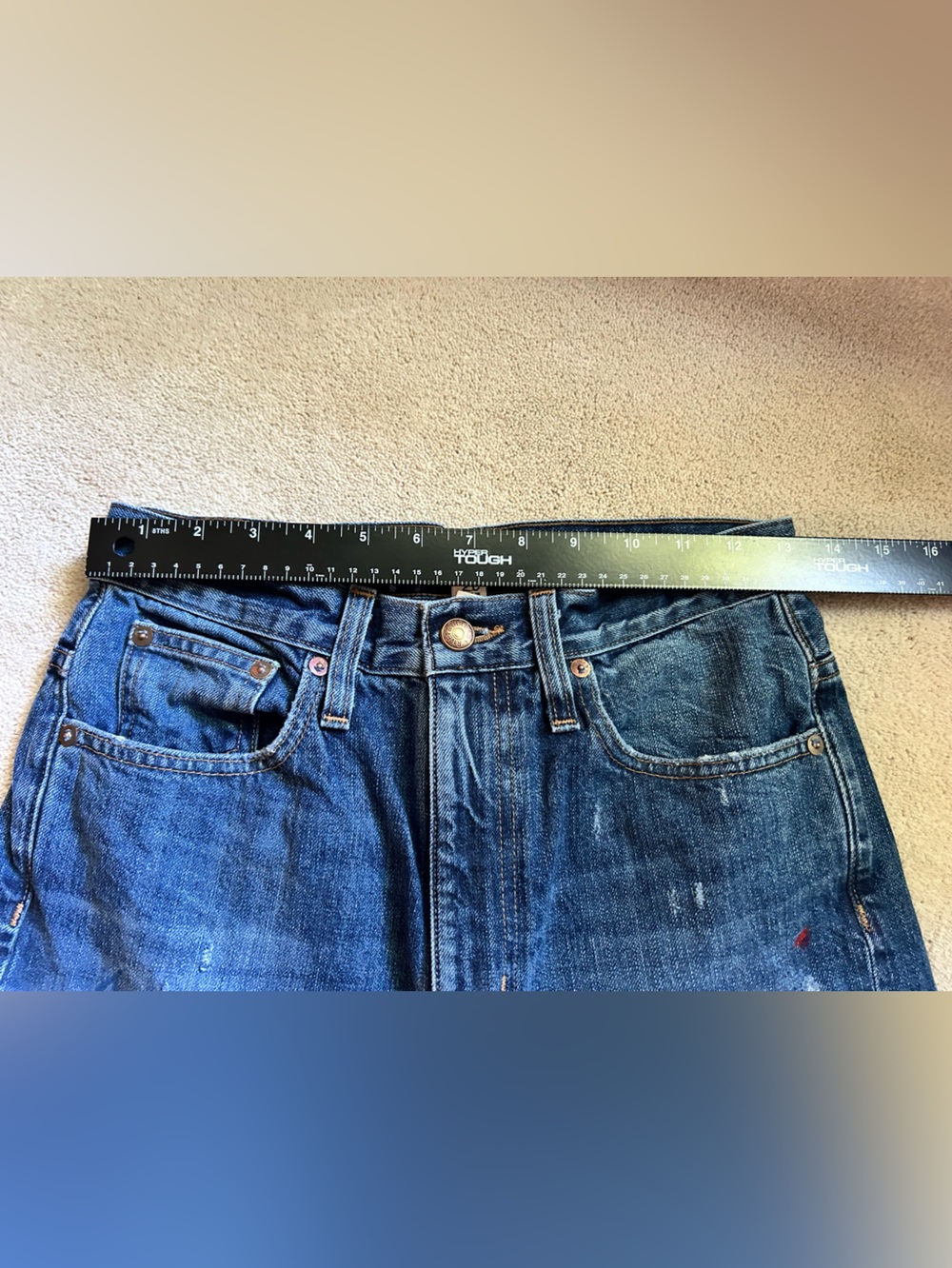 Madewell Rivet & Thread Blue Bootcut Paint-Splatter Jeans - Picture 3 of 5